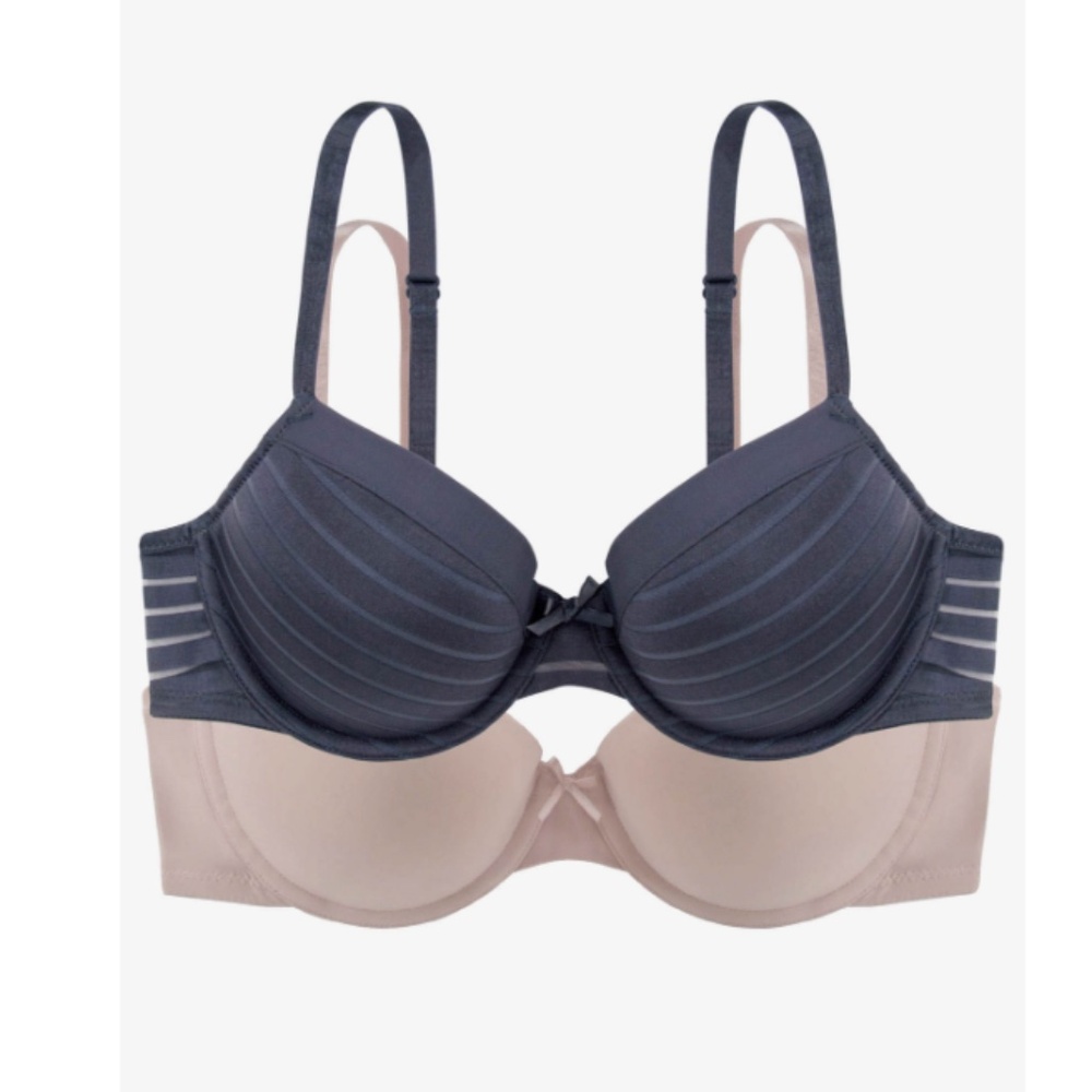 Dorina Women's Louise Light Padded 2 Piece Bra Set - Navy Blue, Beige